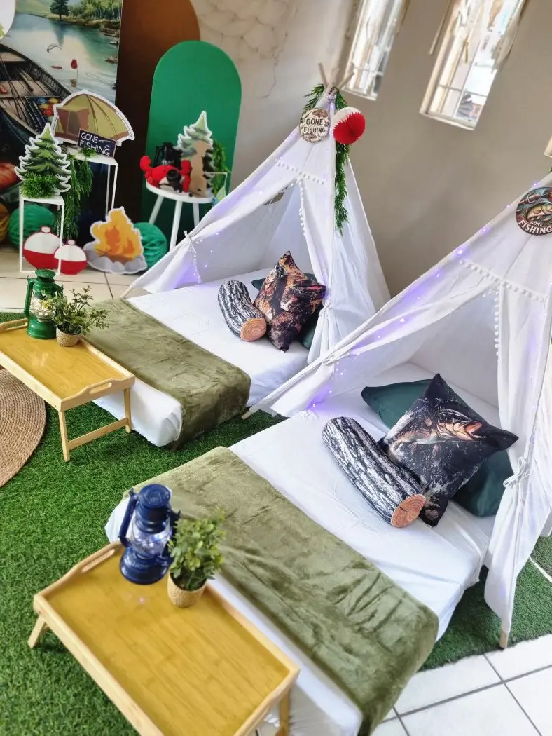 Teepees with fairy lights