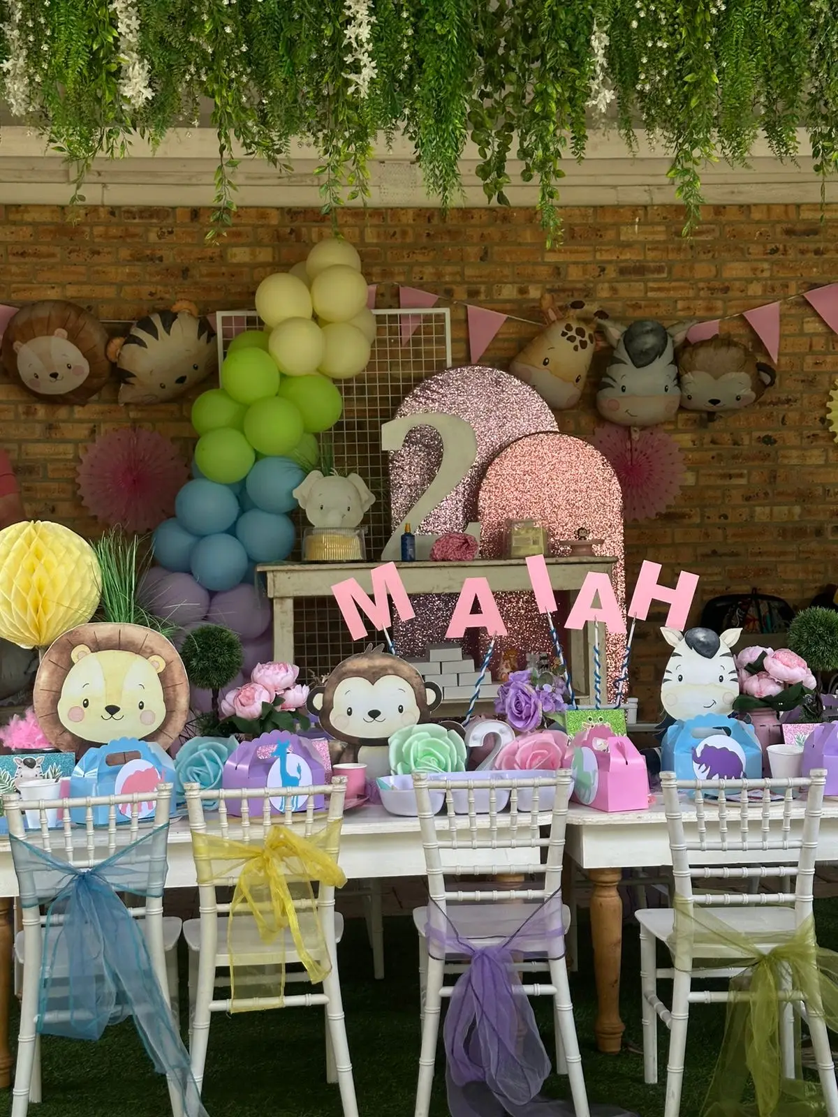 Kids' tables and chairs, dressed in rainbow colours