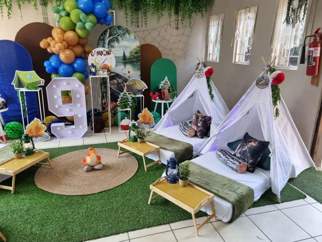 Teepees set up for a slumber party